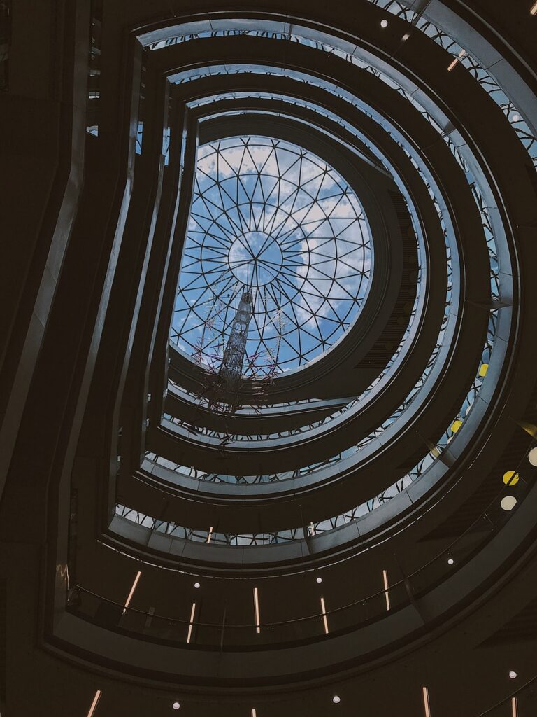 building, ceiling, structure, dome, nature, glass, shape, architecture, sky